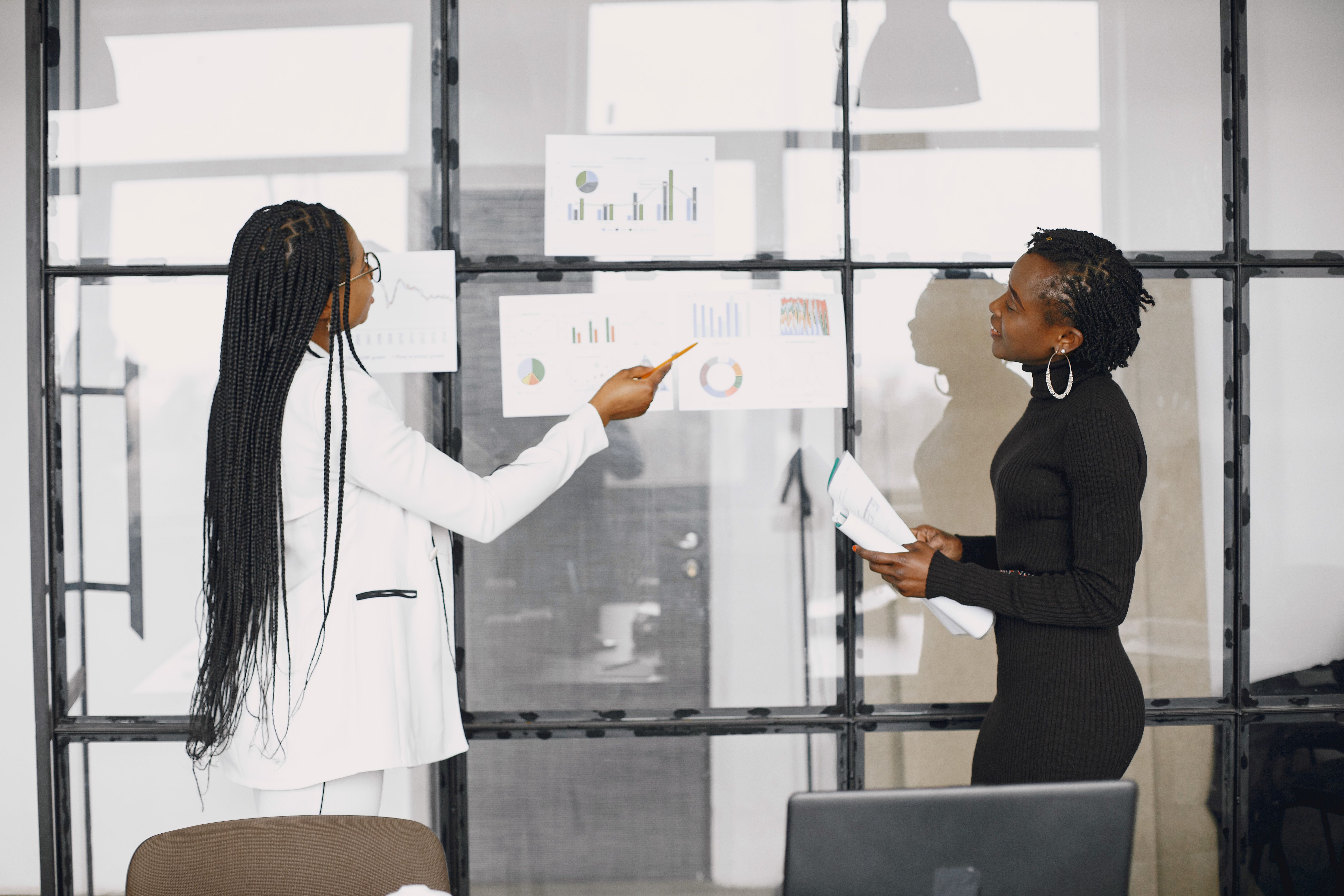 Professionals reviewing analysis together during a working session
